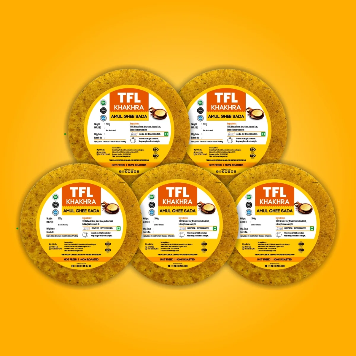 Amul Ghee Sada Khakhra Pack of 5 (200gm x 5)