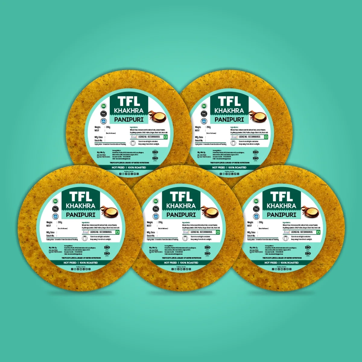 Panipuri Khakhra Pack of 5 (200gm x 5)
